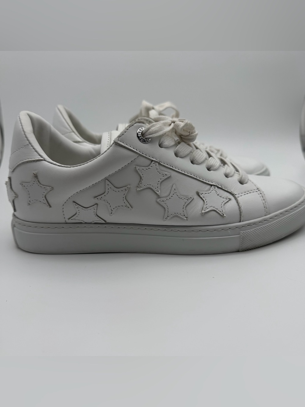 Zadig Voltaire Size 8 White Star Patch Women’s Sneakers